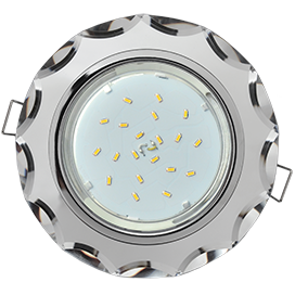 Светильник GX53 H4 Ecola Glass Стекло Круг с вогнут. гранями хром зерк. 38*126 FM53RCECH *1/30