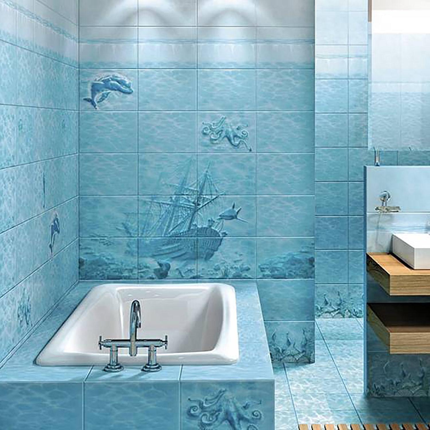Декор Лазурь Beryoza Ceramica Морское дно бирюзовый 250*350мм