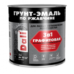 Грунт-эмаль по ржавчине черная графитовая 2 л DALI *1/3/192 Грунт-эмаль по ржавчине черная графитовая 2 л DALI *1/3/192