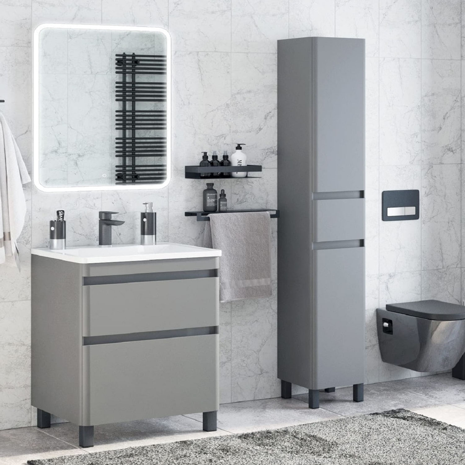 Тумба /Corozo/ "Алабама 80" Z2 графит + раковина "Перло 80"  *1