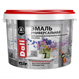 Эмаль акриловая глянцевая 2,2 кг DALI универсальная База А RAL 9010 *8 Эмаль акриловая глянцевая 2,2 кг DALI универсальная База А RAL 9010 *8