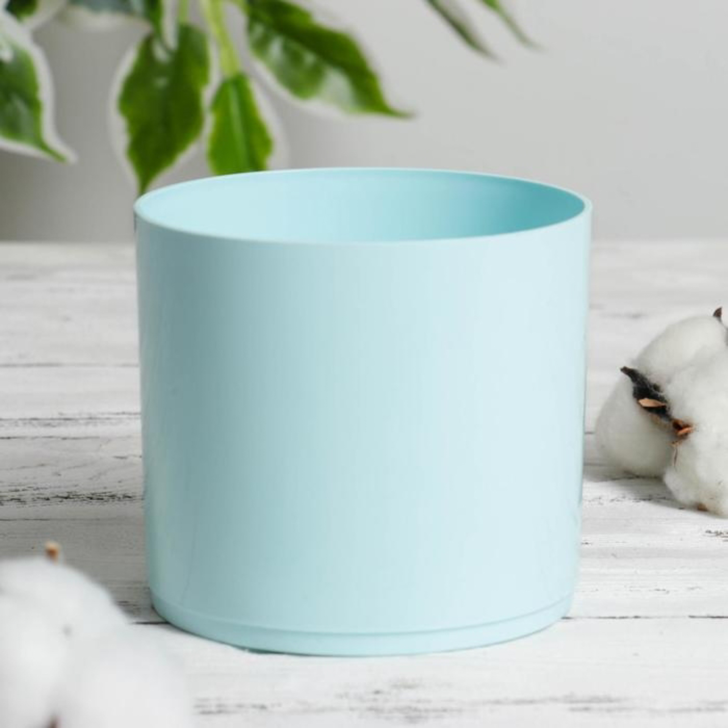 Кашпо пластм. "Тренд" 0,88л d верха 11мм h10мм TS03-Голубой  *3/36