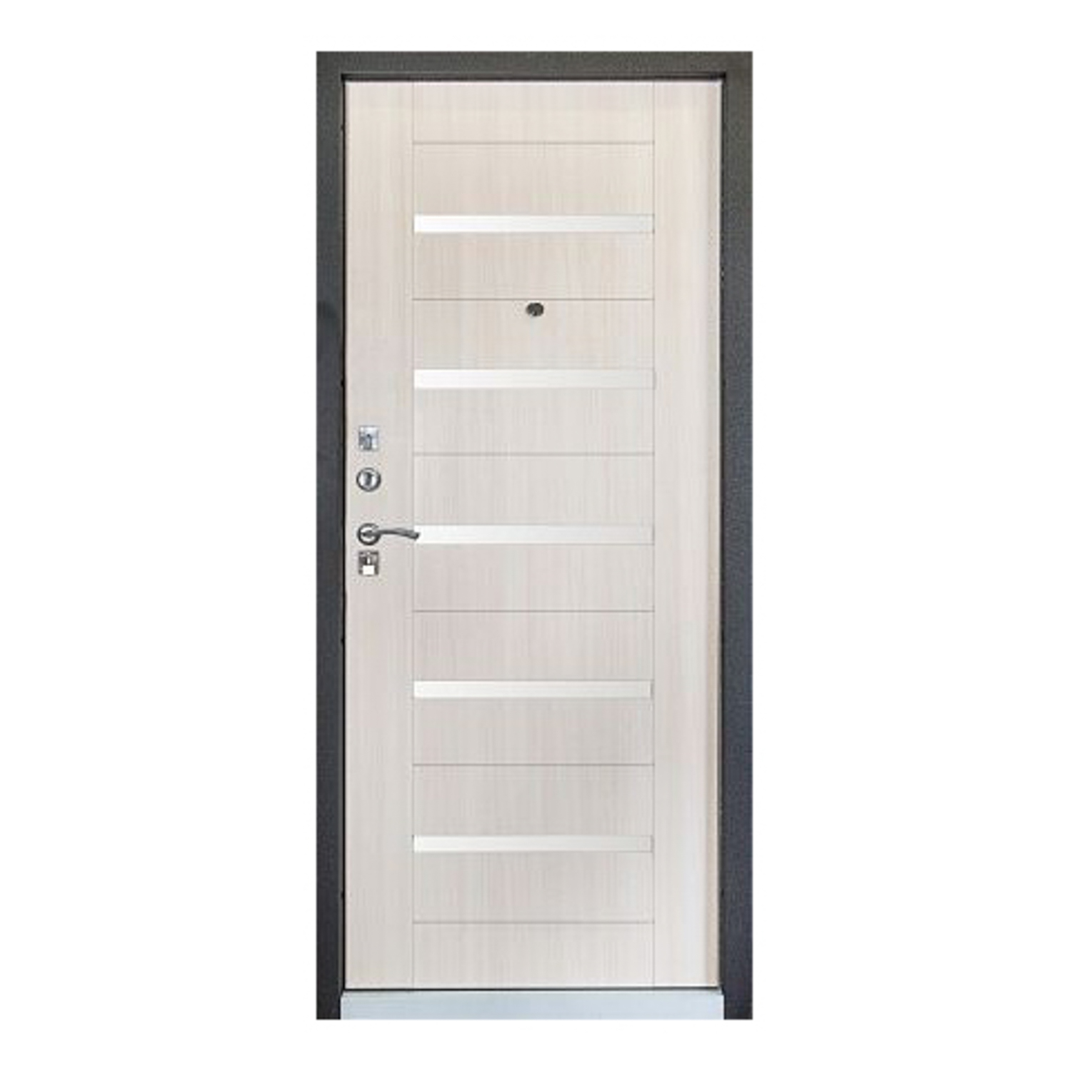 Дверь входная Двери Гуд М-3 GOODMAN, 960х2050х80 мм, со стеклом, левая, черный шелк/белый
