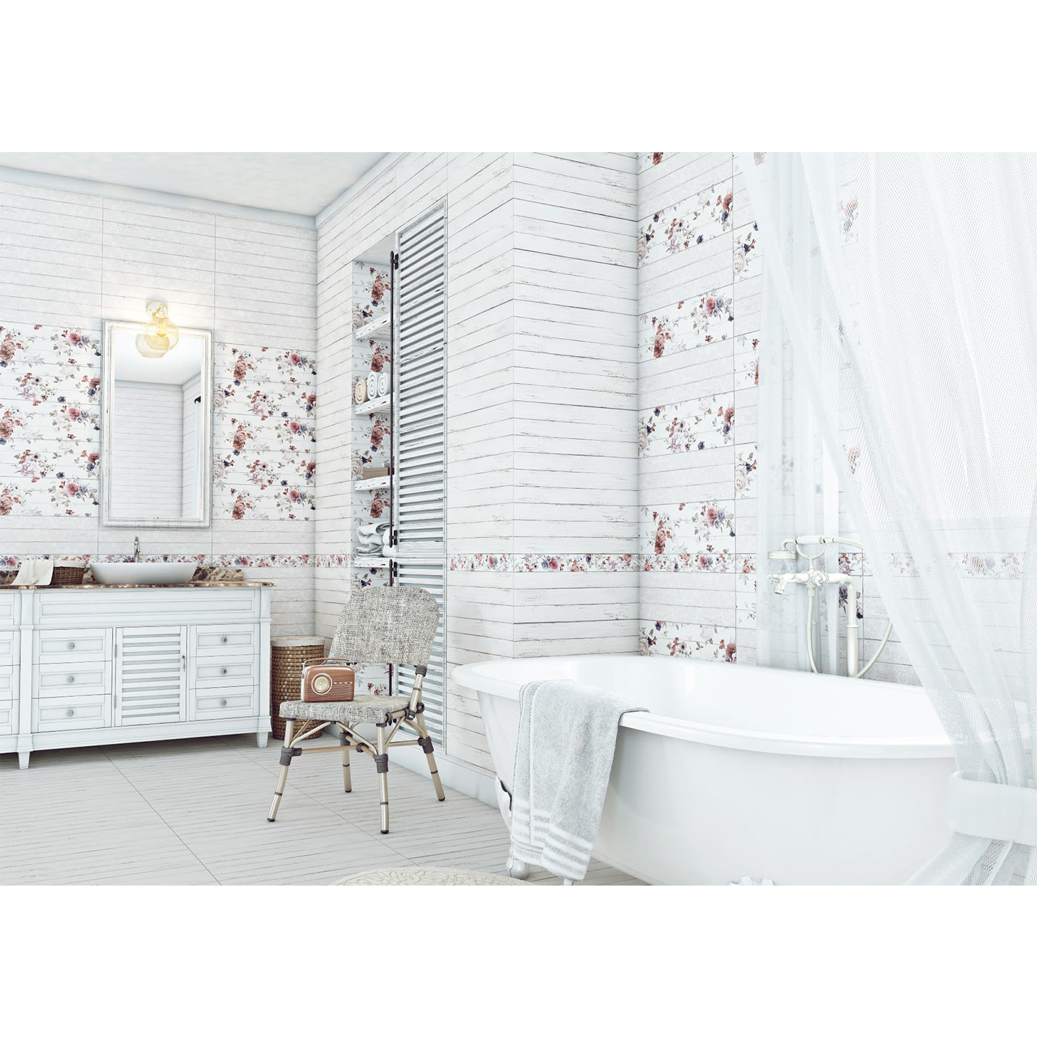 яяяПлитка настенная Шебби Шик универсальная 200*600 (0,12*7=0,84*64) 1064-0094-1001/1064-0024 Ласселсбе