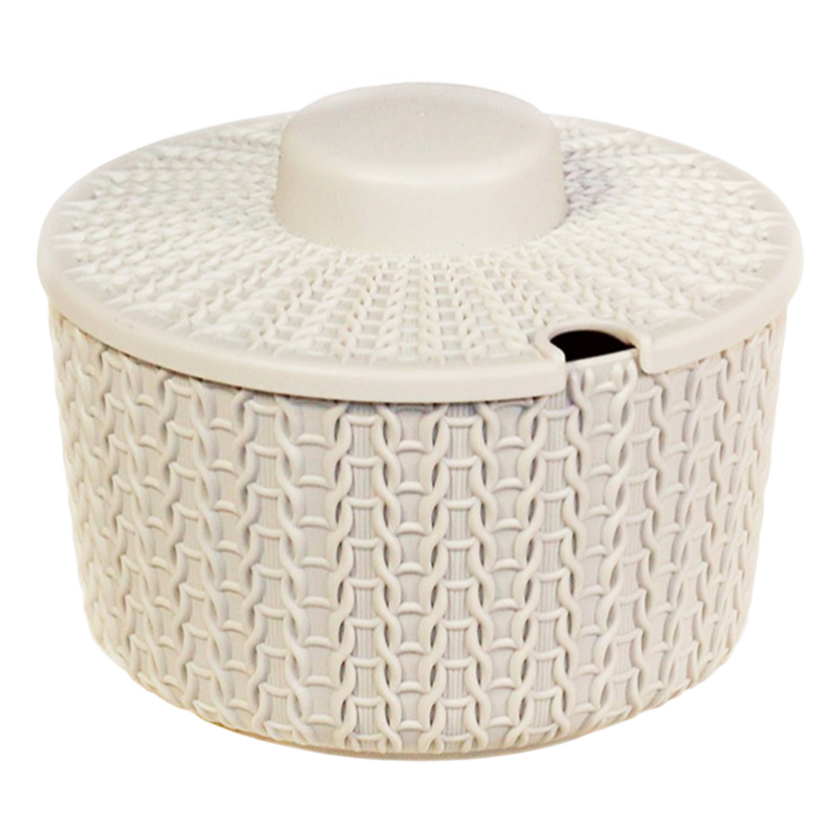 Сахарница пластмассовая IDEA "Вязание" белый ротанг 0,45л Сахарница пластмассовая IDEA "Вязание" белый ротанг 0,45л