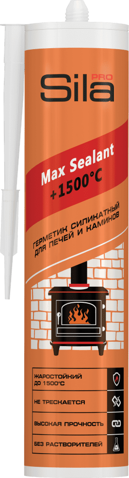 Герметик для каминов и печей 280 мл Sila PRO Max Sealan, до +1500 °C, силикатный, черный Герметик для каминов и печей 280 мл Sila PRO Max Sealan, до +1500 °C, силикатный, черный
