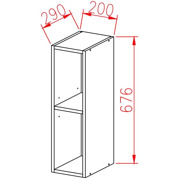 Шкаф навесной 200х676х290 мм BROZEX-WOOD Camellia, открытый, серый Шкаф навесной 200х676х290 мм BROZEX-WOOD Camellia, открытый, серый