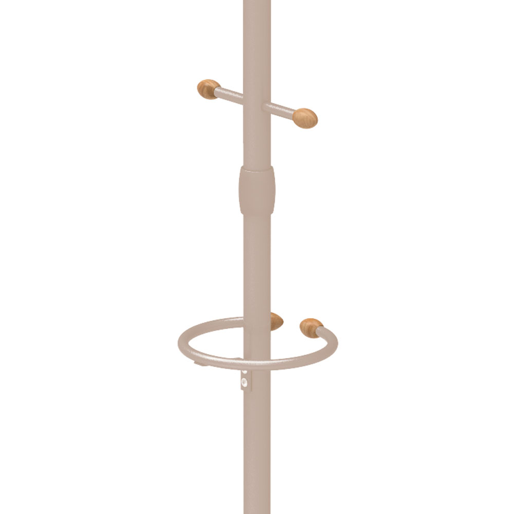 Вешалка напольная "Стойка" с кругл.осн., 5кр. с дерев.након.,выс.1,95м Бежев.мет. ВКО1/БЖ ("Ника")*1