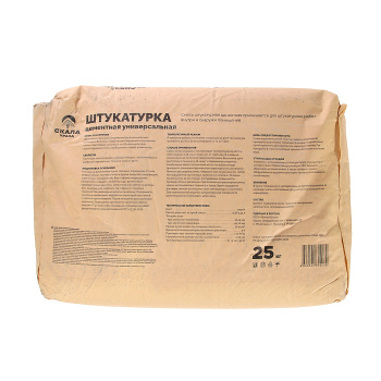 Штукатурка цементная 25 кг Скала Урала, универсальная
