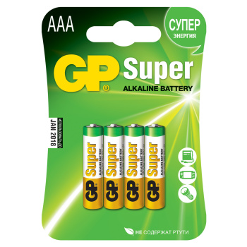 Элемент питания AAA (LR03) GP Super Alkaline 24AA21-2CRSBC4, 4 шт. Элемент питания AAA (LR03) GP Super Alkaline 24AA21-2CRSBC4, 4 шт.