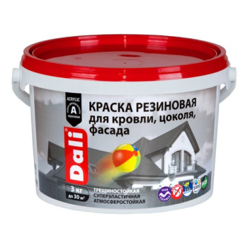 Краска резиновая для кровли цоколя фасада синяя 3 кг DALI *1/12/120 Краска резиновая для кровли цоколя фасада синяя 3 кг DALI *1/12/120
