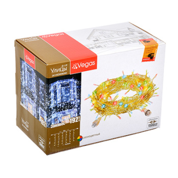 Гирлянда Занавес, 24 В, VEGAS, 1х4 м, 192 лампы, мульти, 6 нитей (нужен блок ЕД711)