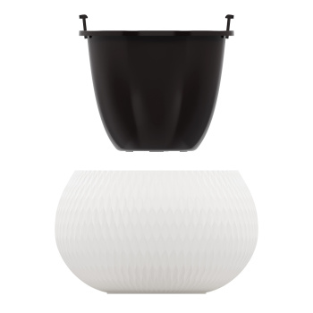 Кашпо пластм. "Жемчужина" 16л d 360мм h220мм, со вставкой 7л Белый М8726 (ЗПИ "Альтернатива") *1/2