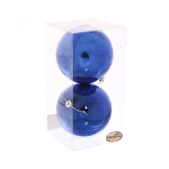 Новогодние шары 10 см (набор 2 шт) "Глянец", синий