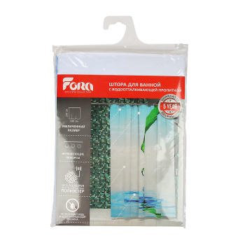 Штора для ванной "Фора" п/эстер 180*200см "Лист" без колец РН13 *1/24