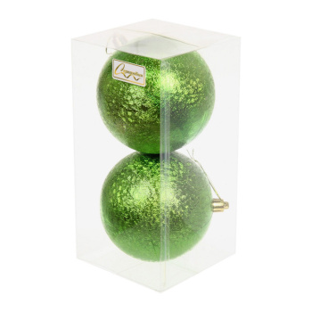 Новогодние шары 10см (набор 2шт) "Мягкий блеск", салатовый