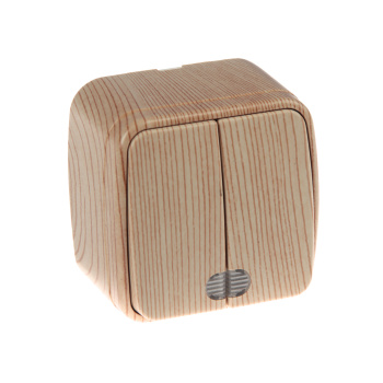 Выключатель Дача ОП 2кл. сосна с подсветкой 10А Народная SQ1824-0054