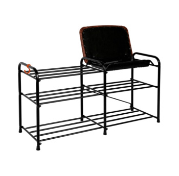 Подставка для обуви металл. "Альфа 33" 3-х ярусная 890х300х480мм с Мягк.Сид.+Ящик Черн.ПДОА33СЯ Ч *1