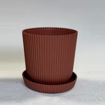 Кашпо пластм. "Gaufre" 2,4л d верха 155мм h155мм с поддоном Глина 803--17 (Tek.A.Tek) *1/20