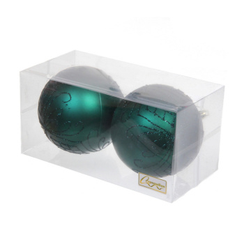 Новогодние шары 10 см (набор 2 шт) "Загадочная мечта", изумруд