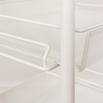 Этажерка металл. "Ладья34КС" 4-х ур.: 3 корз.+Полка, в.0,88м,ш.0,45,гл.0,3м, на кол. Белая Э357Б *1