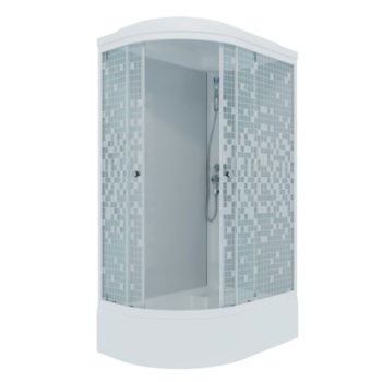 Кабина душевая 120*80*232 Коралл правая ДН4 1/4 круга, поддон средний белый, стекло Мозаика (6уп)