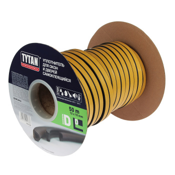 Уплотнитель TYTAN, 12х10 мм, промышленный, профиль D, черный