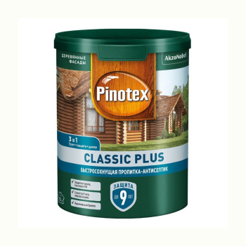 Защитно-декоративное покрытие 0.9 л для древесины PINOTEX Classic Plus 3 в 1 CLR, база под колеровку