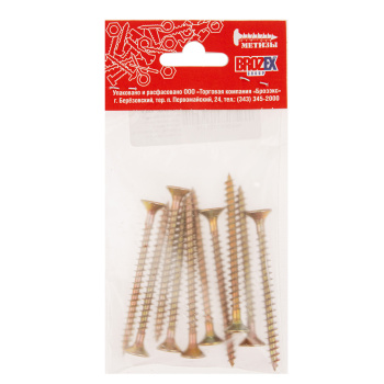 Шурупы жёлтые BROZEX пакет 6*70 (10шт) *10/100 Шурупы жёлтые BROZEX пакет 6*70 (10шт) *10/100