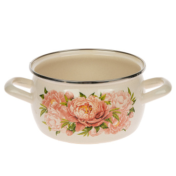 Кастрюля эмалированная 2,0л d160мм металл.кр.с пл.р.,об.нерж., с Деколью С-4210АП2/4 *1/8