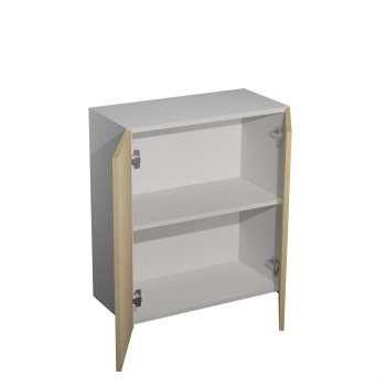 Шкаф навесной 600х676х290 мм BROZEX-WOOD Стиль, с двумя дверцами, белый / светло-бежевый