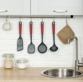 Лопатка кухонная пластм. "Maestro" дл.350мм Бордовый арт.434231421 ("Бытпласт") *1/12