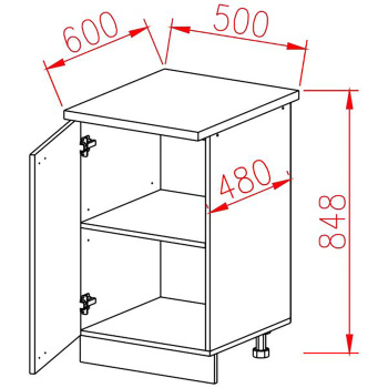Шкаф напольный 500х850х480 мм BROZEX-WOOD Liberty, с дверцей, белый Шкаф напольный 500х850х480 мм BROZEX-WOOD Liberty, с дверцей, белый