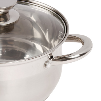 Кастрюля нерж. "Катунь" "Диана" 3,5л d20см термораспред. дно, Стекл. кр. KT01-D-30 *1/4