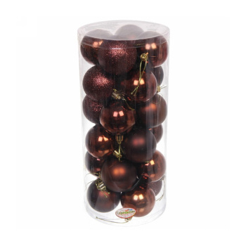 Набор новогодних шаров "Микс фактур", диаметр 6 см, 24 шт., шоколад