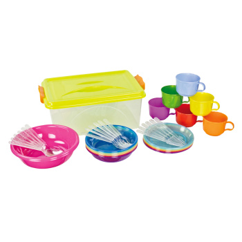 Набор посуды пластм. в контейнере 39пред./6перс. М682 (Октябрьский) *1/5