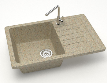 Мойка из искусственного камня прямоугольная песочная матовая AGATA 16Q5 (740х490 мм) *1