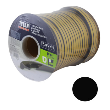 Уплотнитель TYTAN, 12х10 мм, промышленный, профиль D, черный