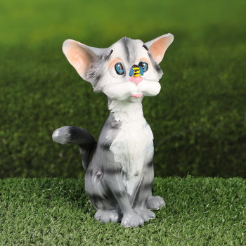 Садовая фигура "Котик сидит с пчелой на носу" 18см 10322222