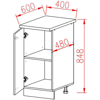 Шкаф напольный 400х850х600 мм BROZEX-WOOD Camellia, с дверцей, серый / юта Шкаф напольный 400х850х600 мм BROZEX-WOOD Camellia, с дверцей, серый / юта
