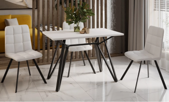 Стол обеденный прямоугольный нераздв.Ройс тип 1 1100мм*680мм БЕЛЫЙ+опора черный муар ТриЯ*1