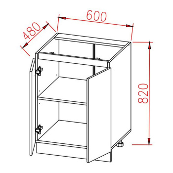 Шкаф напольный 600х850х480 мм BROZEX-WOOD Эрика, с двумя дверцами, грейдж / ясень грей софт Шкаф напольный 600х850х480 мм BROZEX-WOOD Эрика, с двумя дверцами, грейдж / ясень грей софт