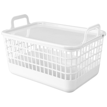 Корзина для хранения пластм. "Kobo" 320х224х210мм 12л с Крышкой Белый арт.435218316("Бытпласт")*1/16