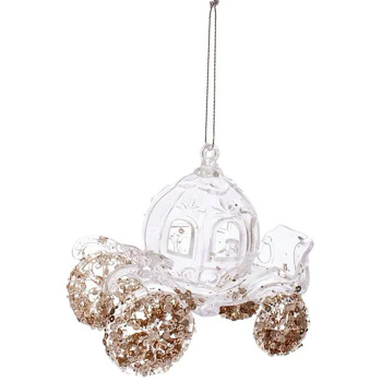 Подвеска "Королевская карета" 10*11 см, Белый/Золотой блеск