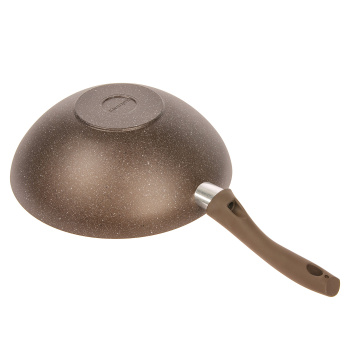 Сковорода алюм. а/приг.литая Kukmara "Мраморная" кофейный d28см "ВОК" дно11см,гл.9,5см свкмк280а*1/3