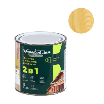 Защитно-декоративное покрытие 0.8 л для древесины Здоровый Дом 2 в 1, дуб