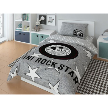 Постельное белье детское 1,5сп поплин Mickey 20031+8368/3 01 1558нав70*70,пр148*215 *1/8