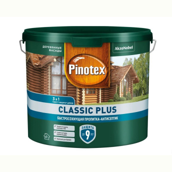Защитно-декоративное покрытие 9 л для древесины PINOTEX Classic Plus 3 в 1, сосна
