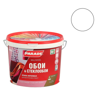 Краска акриловая для обоев PARADE W110, 5 л, база А, матовая