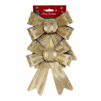 Бант на ёлку Золотой блеск 14 см (набор 2 шт)